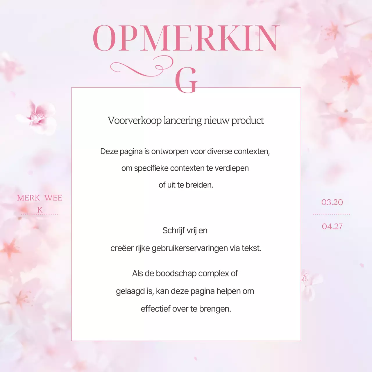 Roze schone lente kersenbloesem merk marketing promotie