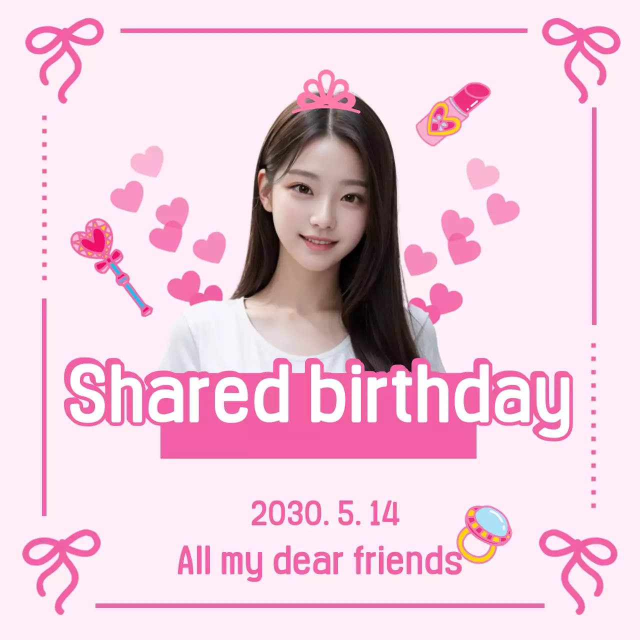 Tanda selamat ulang tahun yang lucu dalam warna pink dan merah jambu menyala