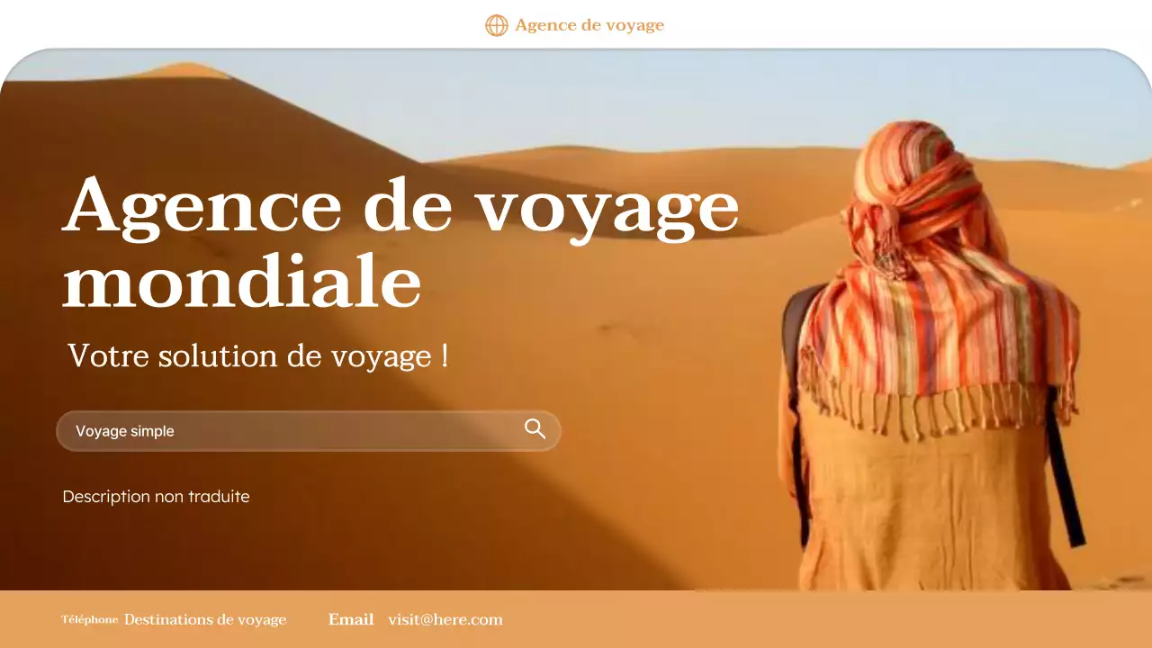 Présentation promotionnelle de l'agence de voyages Orange Minimal