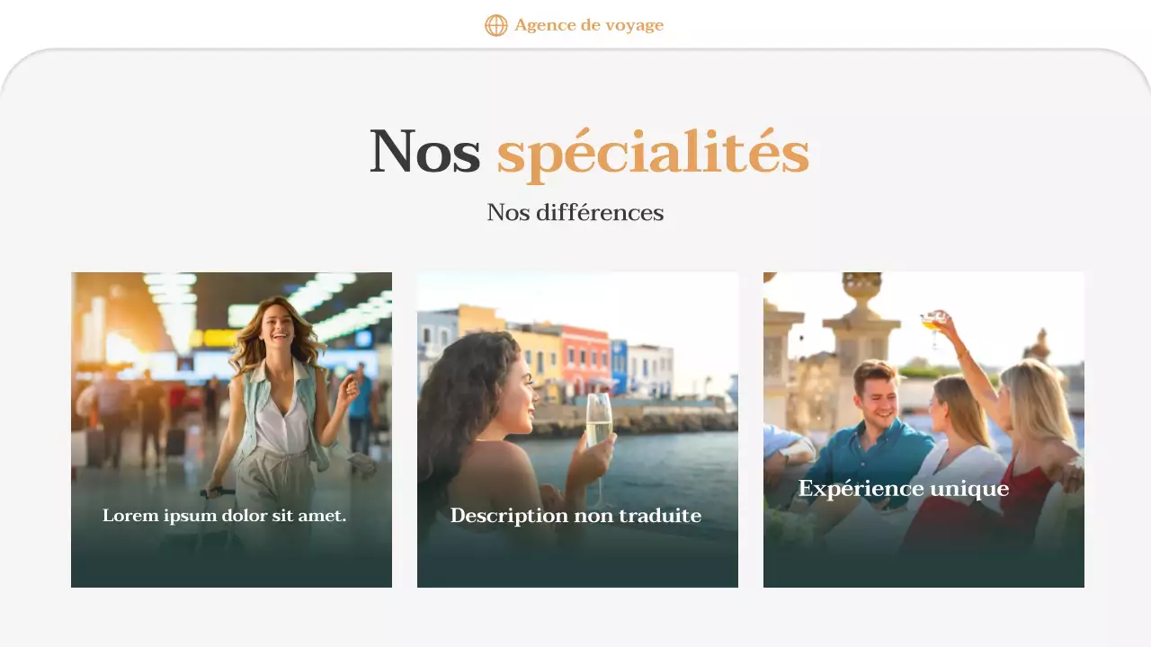 Présentation promotionnelle de l'agence de voyages Orange Minimal