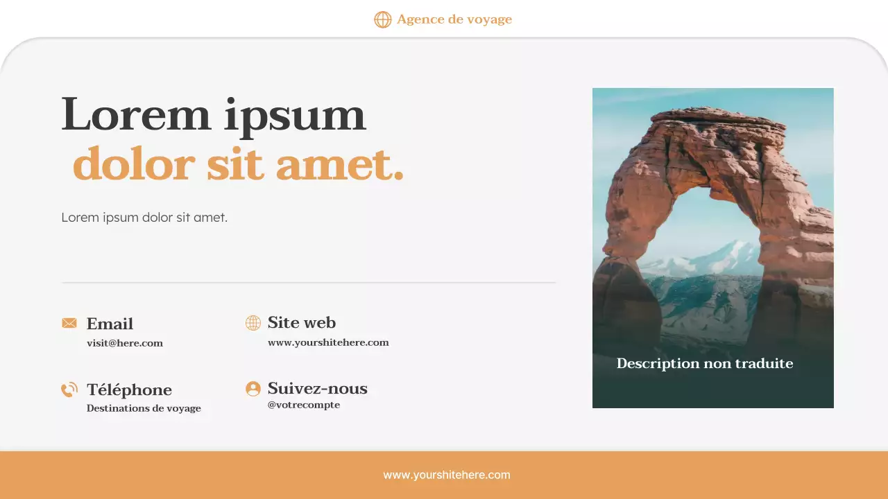 Présentation promotionnelle de l'agence de voyages Orange Minimal