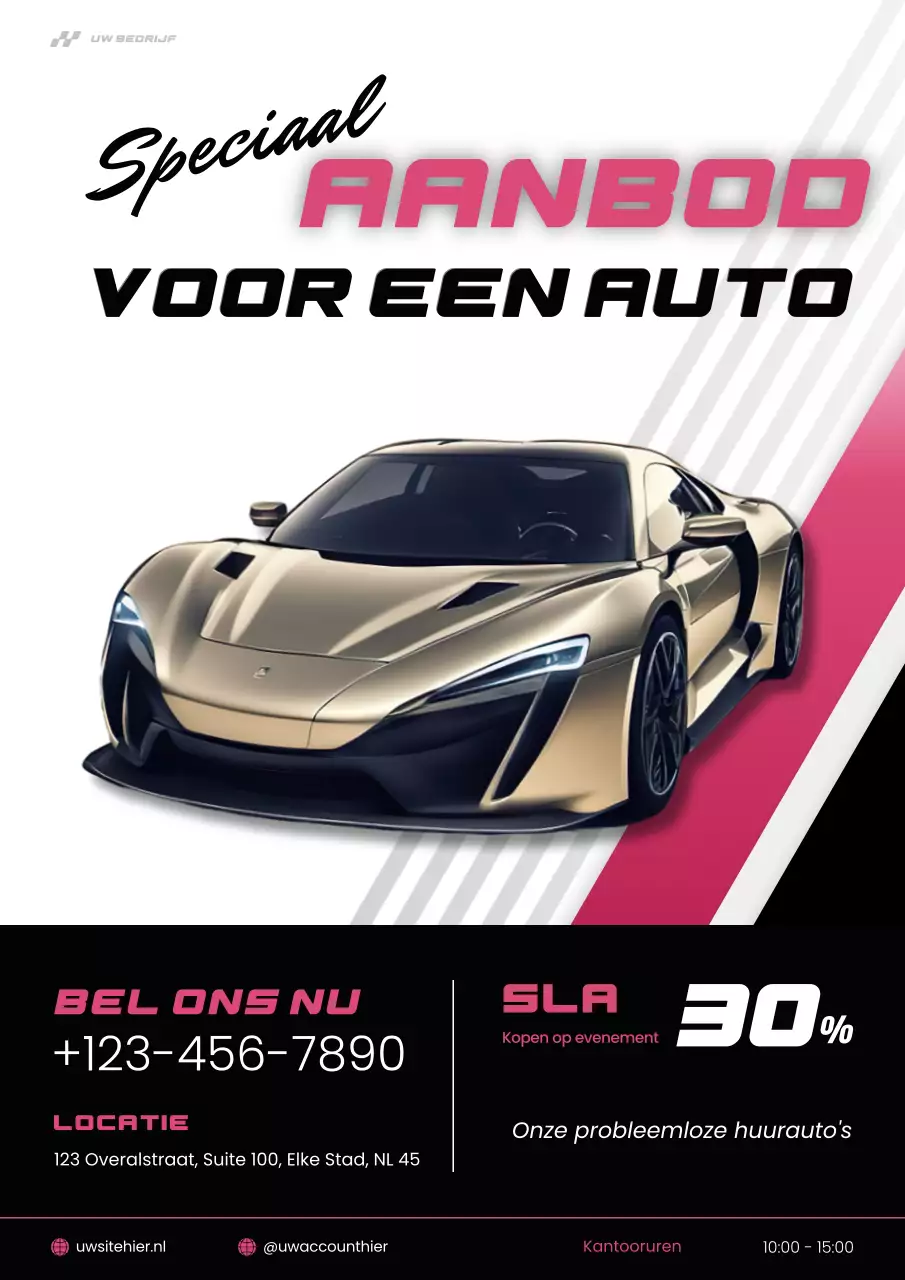 Roze Zwarte Moderne Autoverkoop Aanbieding Promotie Poster