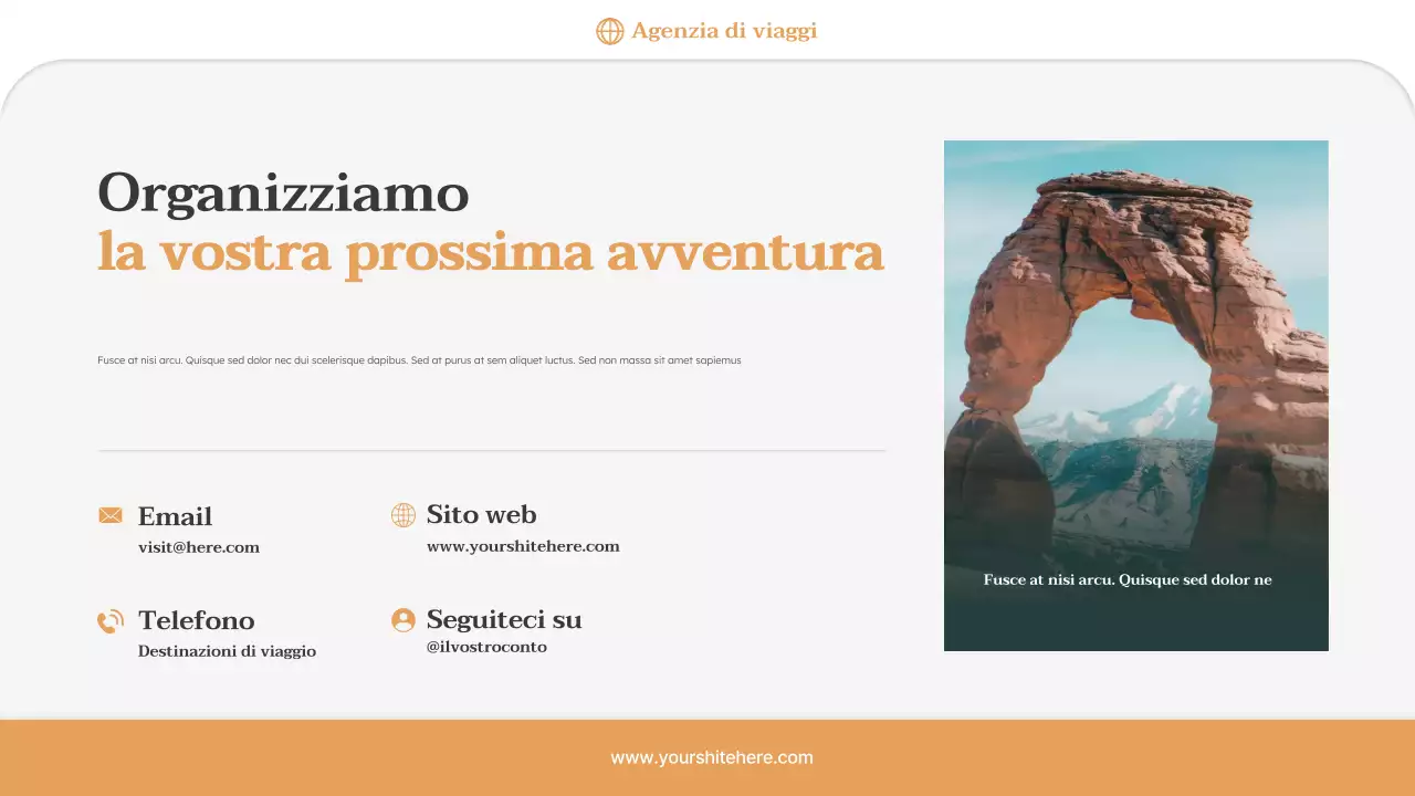 Presentazione della promozione dell'agenzia di viaggi Orange Minimal