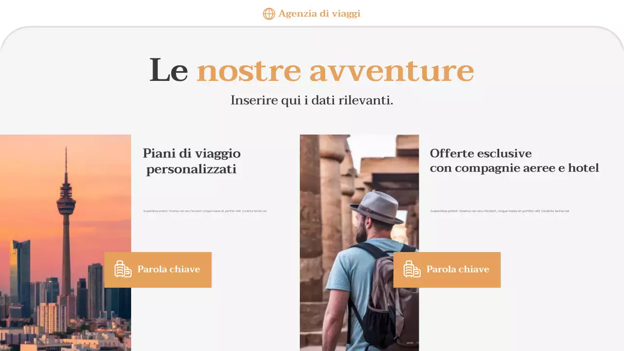 Presentazione della promozione dell'agenzia di viaggi Orange Minimal