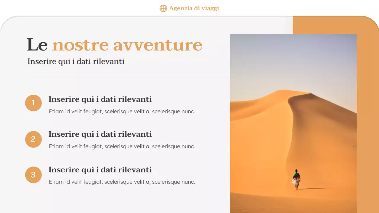 Presentazione della promozione dell'agenzia di viaggi Orange Minimal