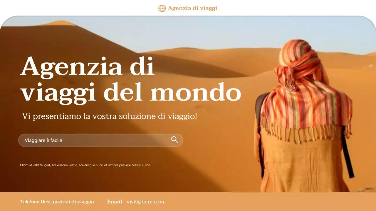 Presentazione della promozione dell'agenzia di viaggi Orange Minimal