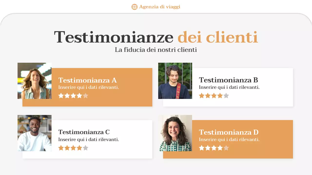 Presentazione della promozione dell'agenzia di viaggi Orange Minimal