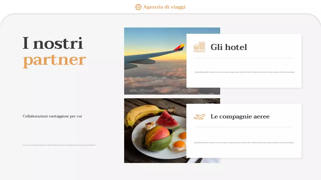 Presentazione della promozione dell'agenzia di viaggi Orange Minimal
