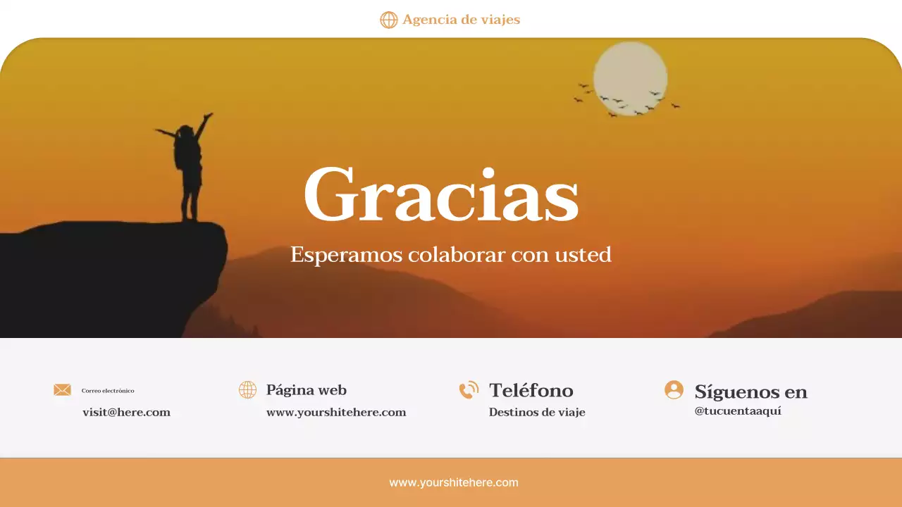 Presentación promocional de la agencia de viajes Orange Minimal