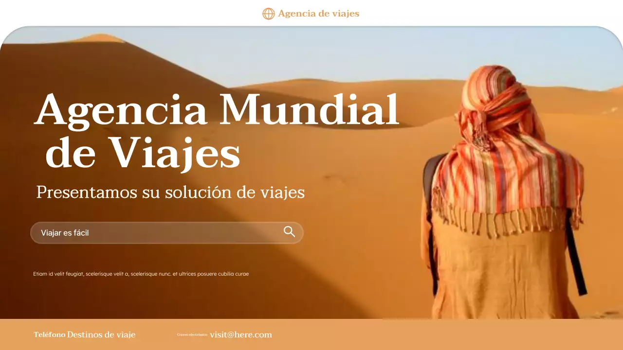 Presentación promocional de la agencia de viajes Orange Minimal