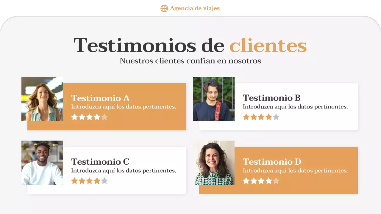 Presentación promocional de la agencia de viajes Orange Minimal