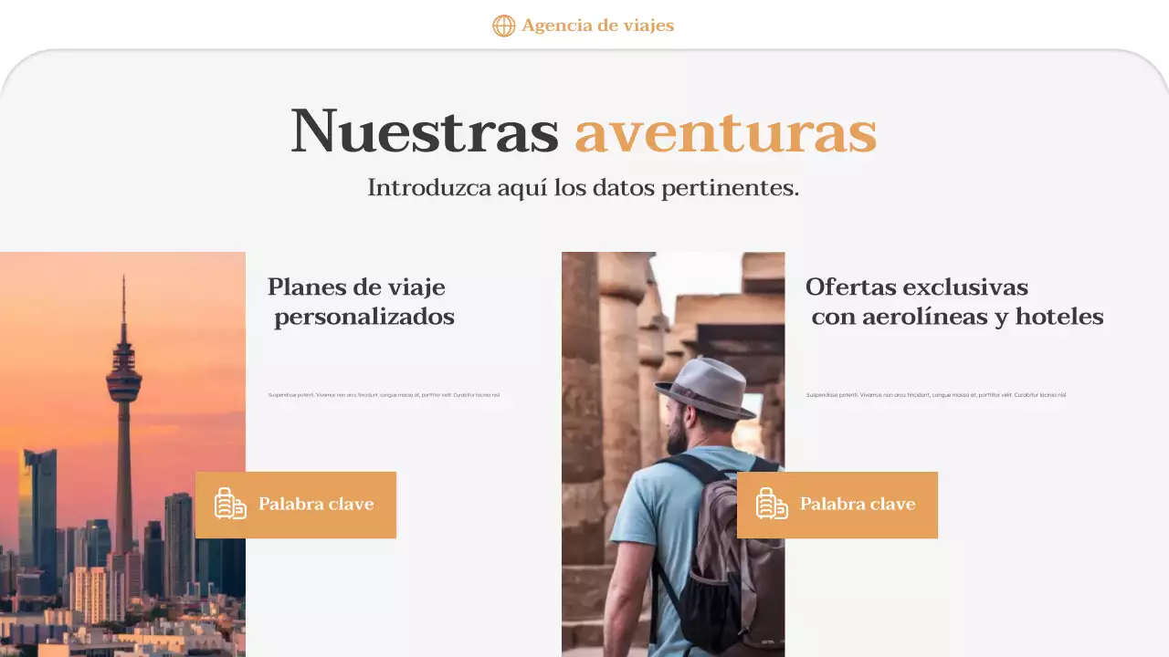 Presentación promocional de la agencia de viajes Orange Minimal