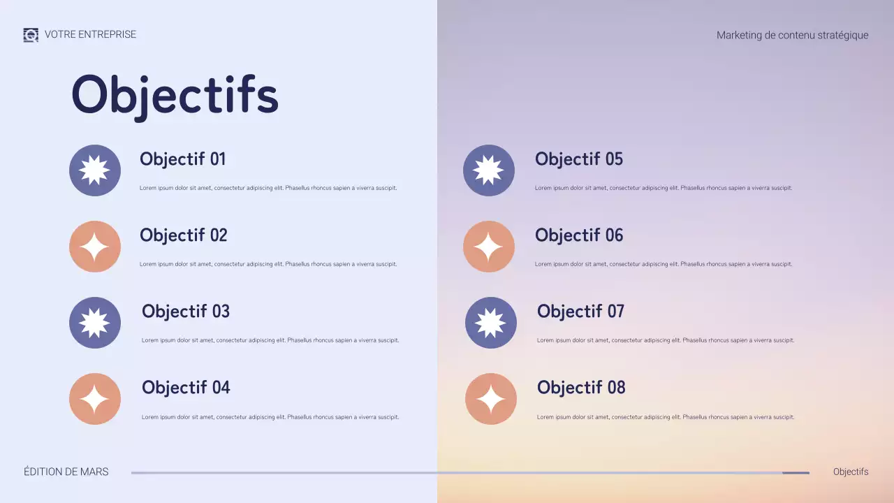 présentation marketing moderne violette