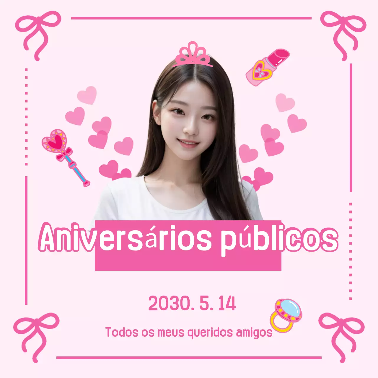 Uma linda placa de feliz aniversário em rosa e rosa choque