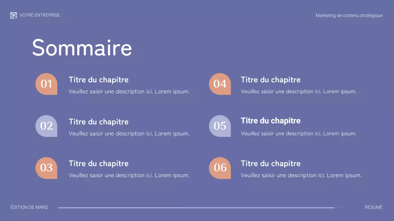 présentation marketing moderne violette