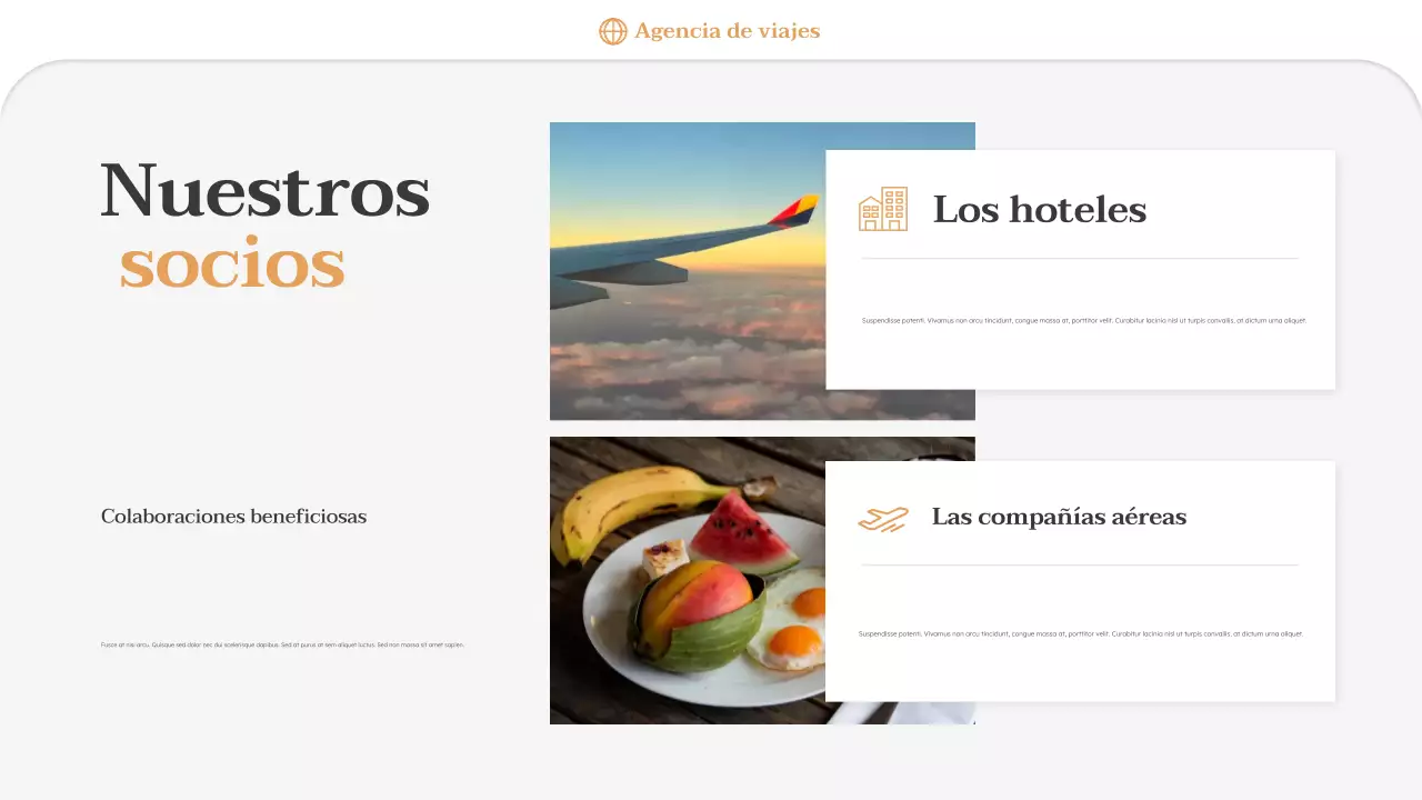 Presentación promocional de la agencia de viajes Orange Minimal