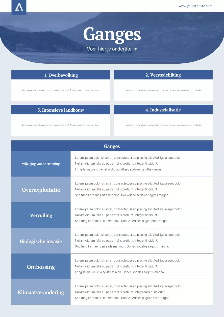 Blauwe moderne rivier informatie poster