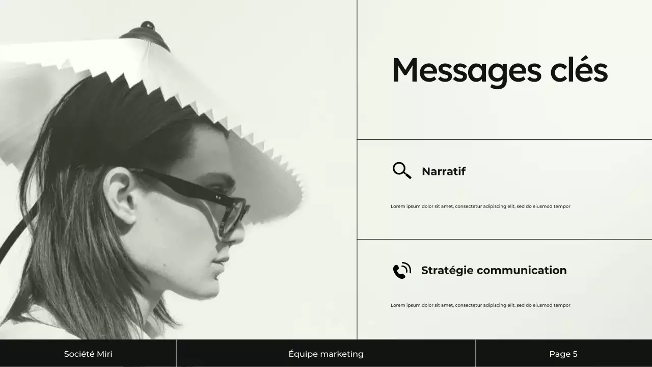 Présentation de la stratégie de marketing de contenu crème et noir