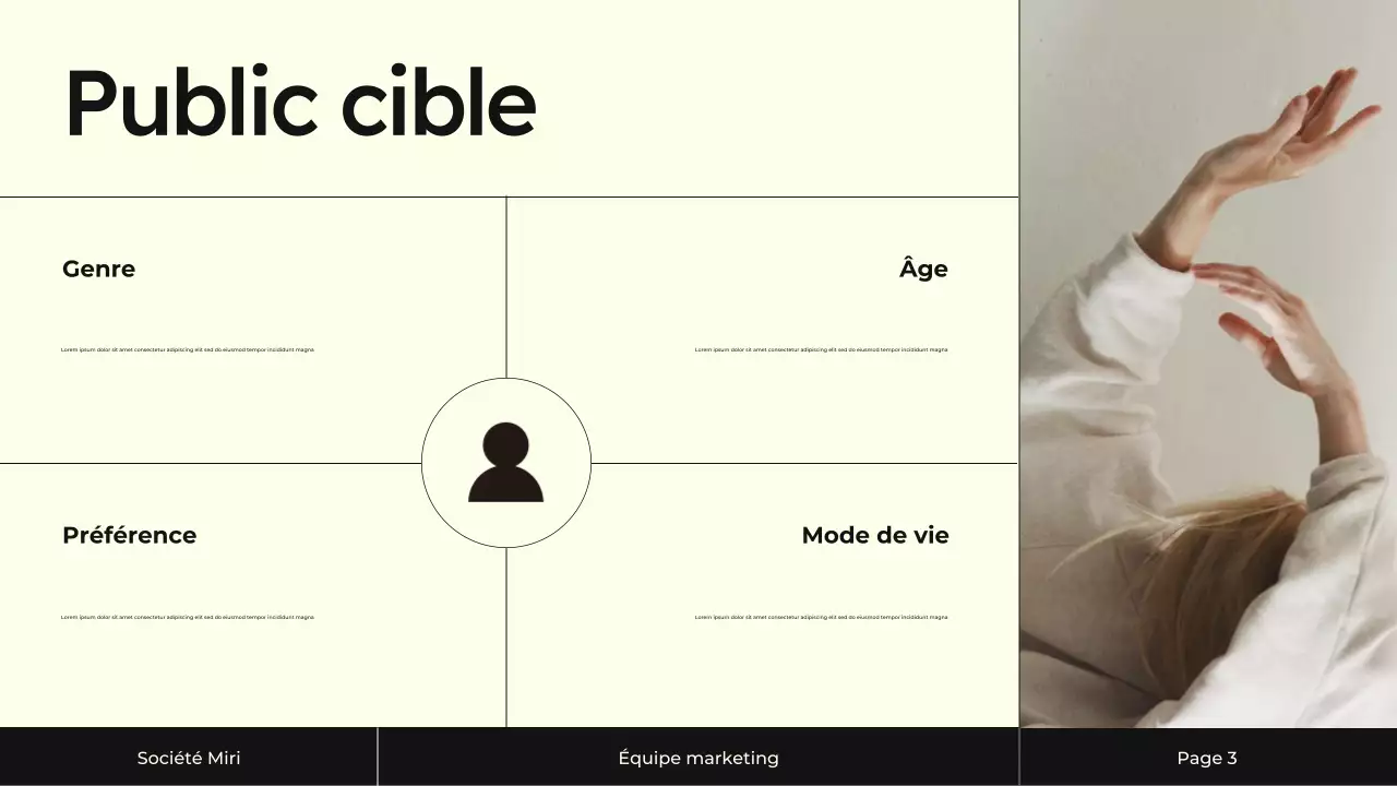 Présentation de la stratégie de marketing de contenu crème et noir