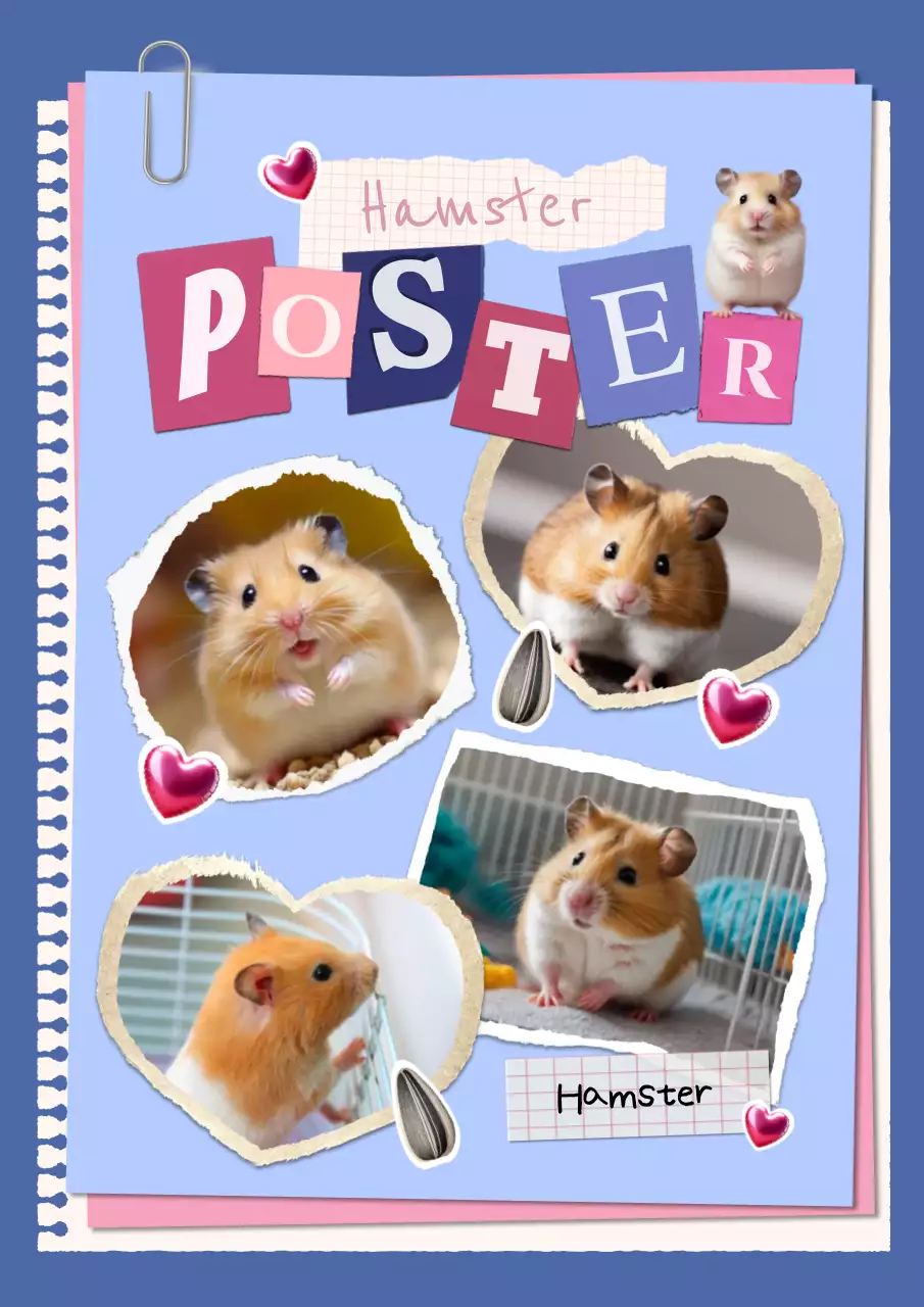 Affiche de vœux rose avec un hamster comique
