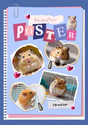 Affiche de vœux rose avec un hamster comique