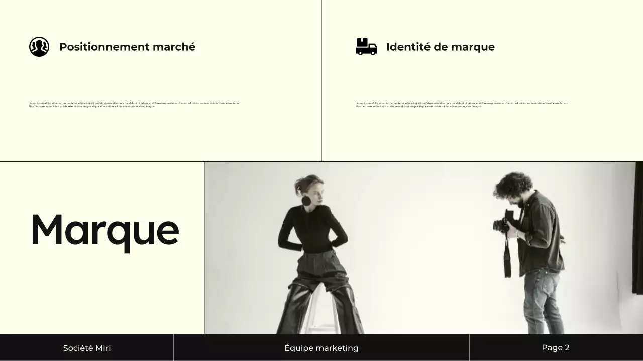 Présentation de la stratégie de marketing de contenu crème et noir