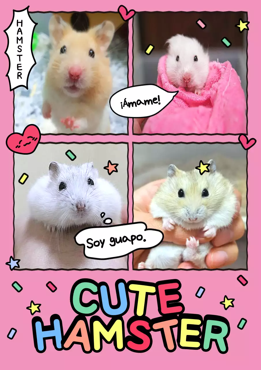 Póster de saludo de hámster cómico rosa