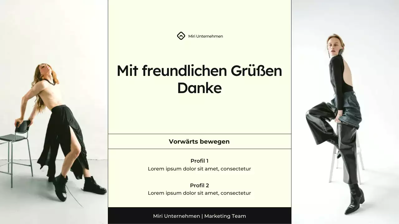 Präsentation der Content-Marketing-Strategie in Creme und Schwarz