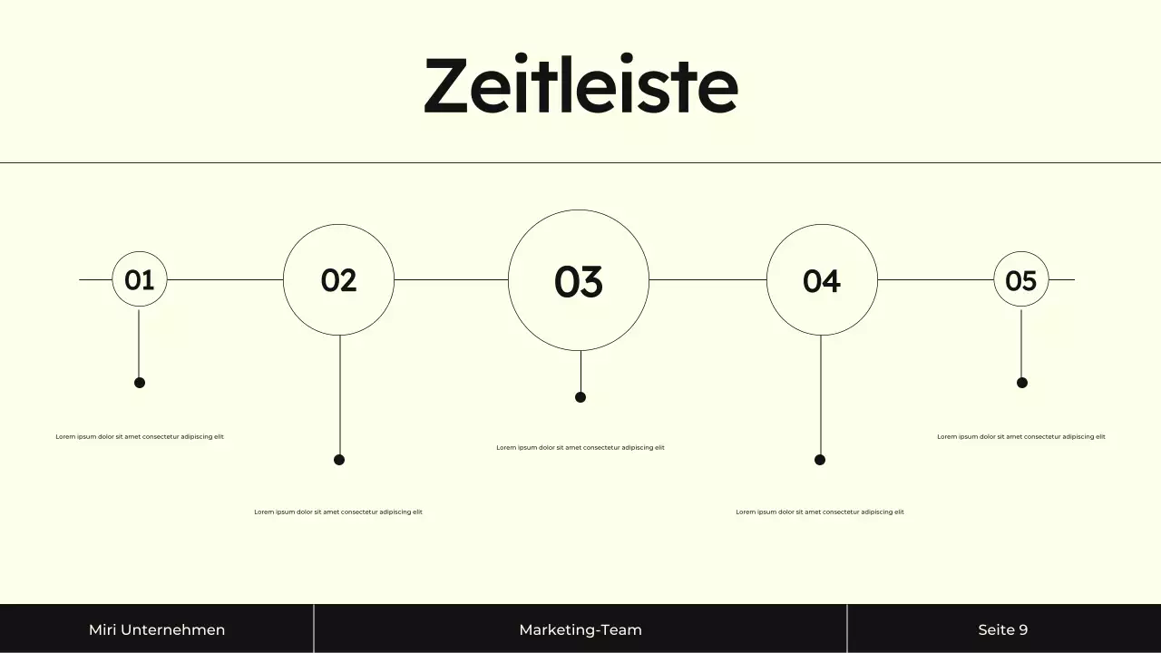 Präsentation der Content-Marketing-Strategie in Creme und Schwarz