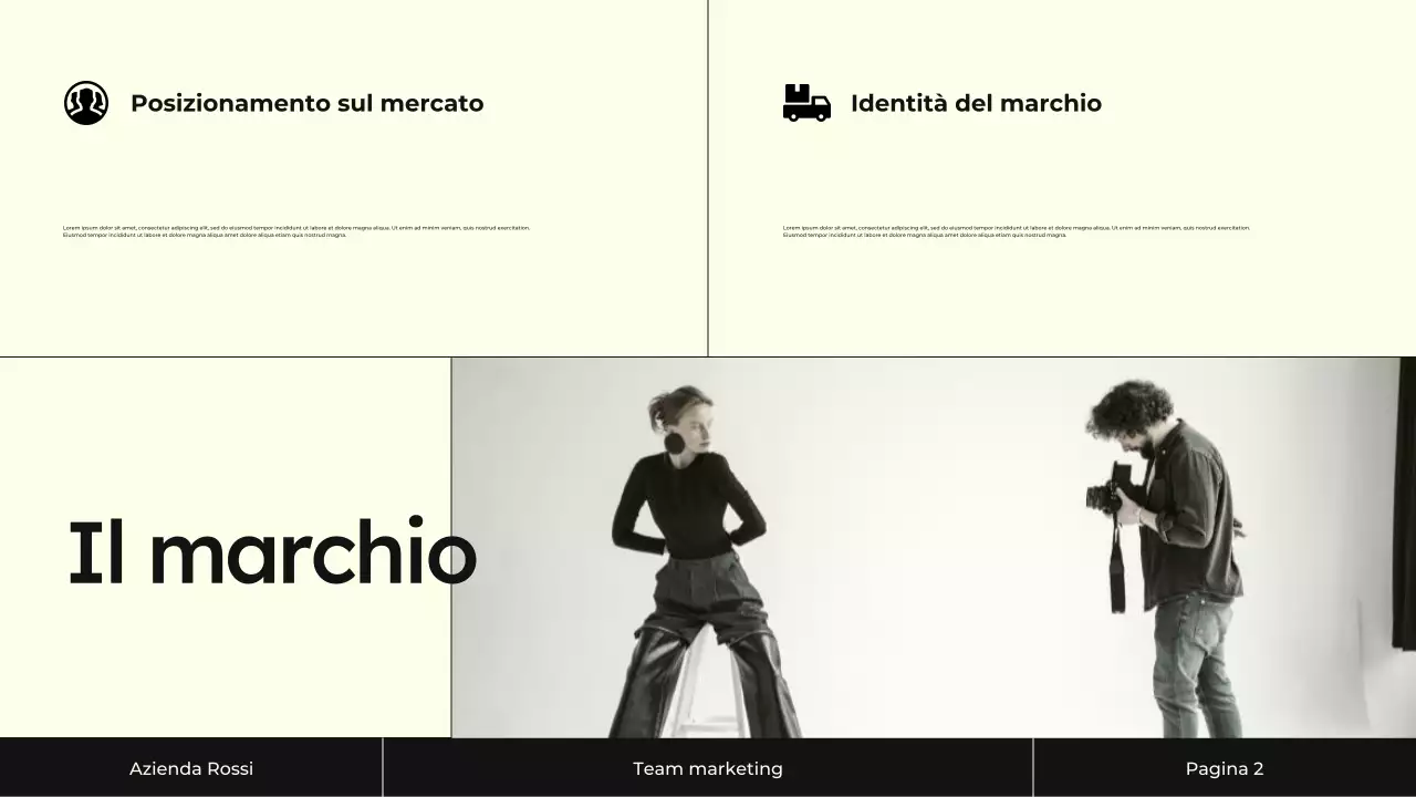 Presentazione della strategia di marketing dei contenuti Cream and Black