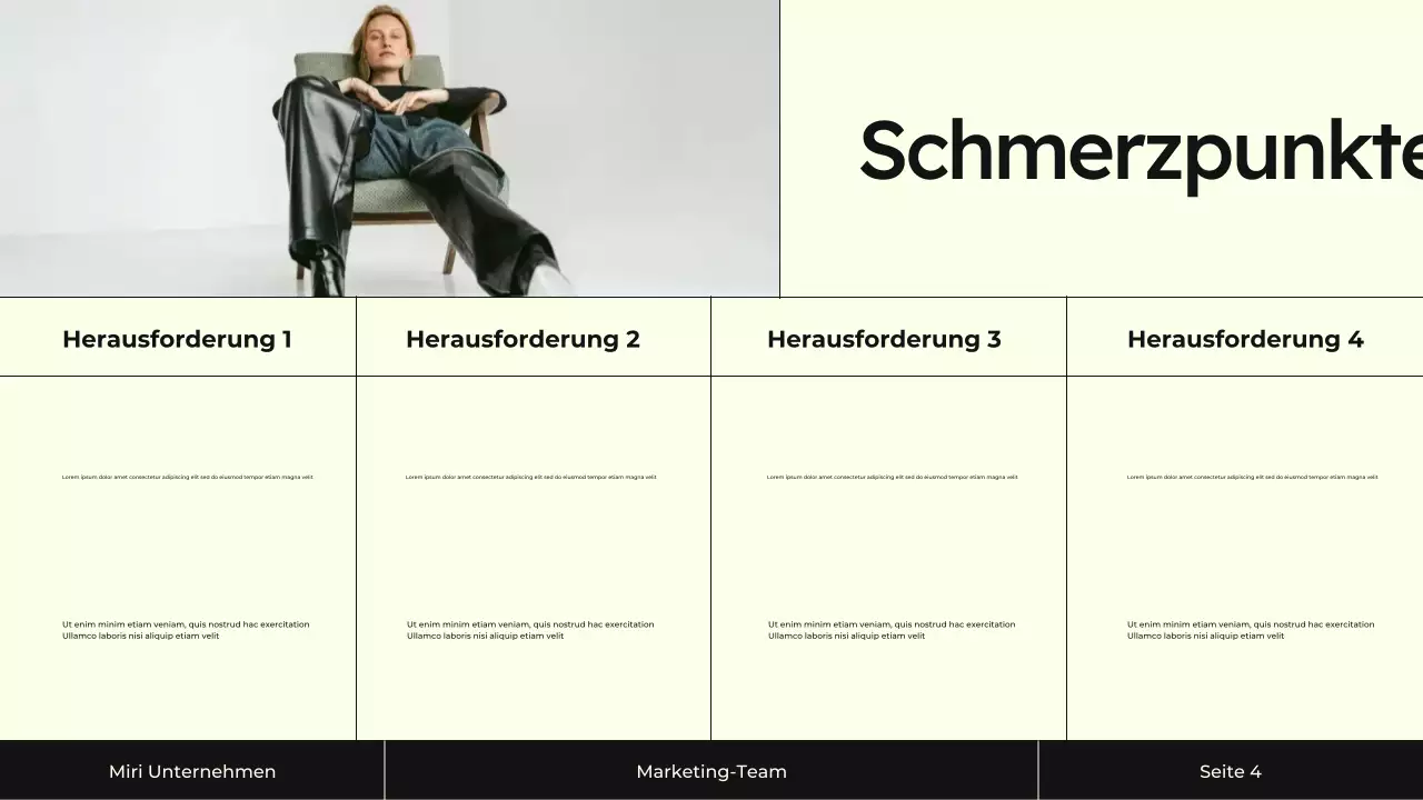 Präsentation der Content-Marketing-Strategie in Creme und Schwarz