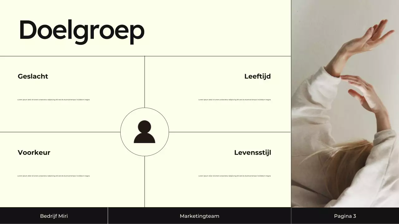 Presentatie van de Cream and Black Content Marketing Strategie