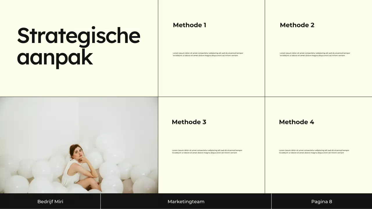 Presentatie van de Cream and Black Content Marketing Strategie