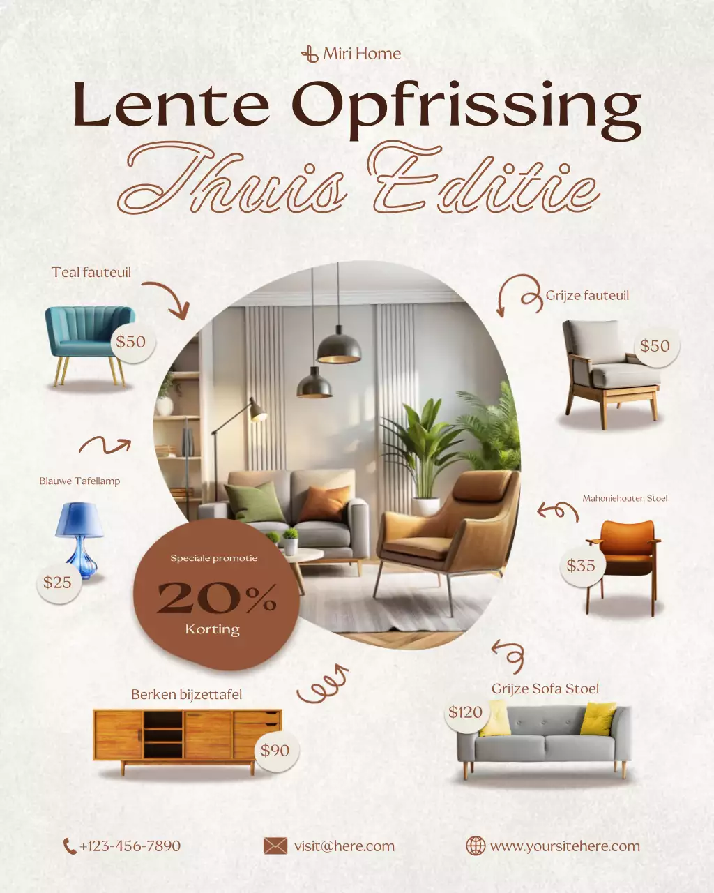 Beige moderne meubels promotie Instagram-bericht