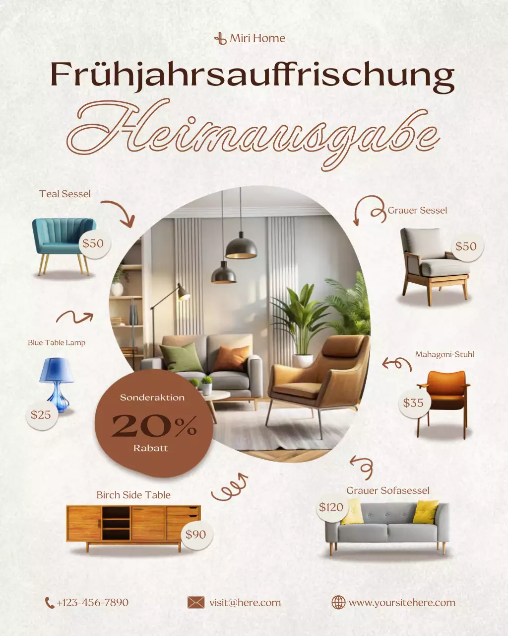 Instagram-Post zur Werbung für beige moderne Möbel