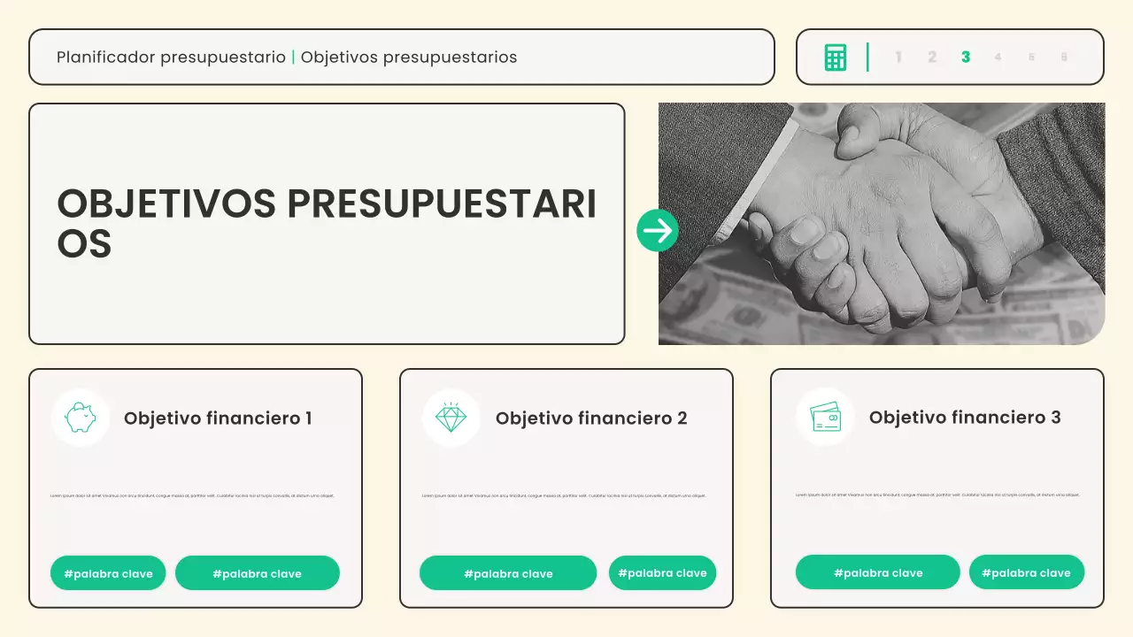 Planificador financiero moderno beige