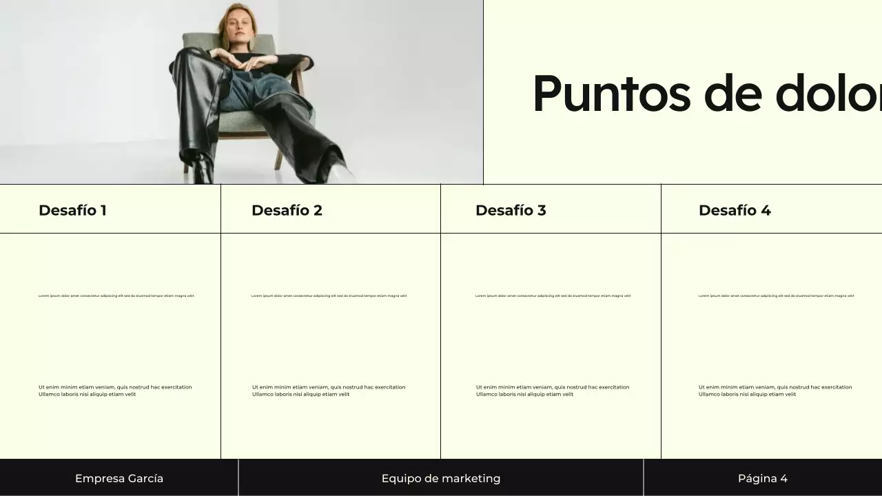 Presentación de la estrategia de marketing de contenidos en crema y negro