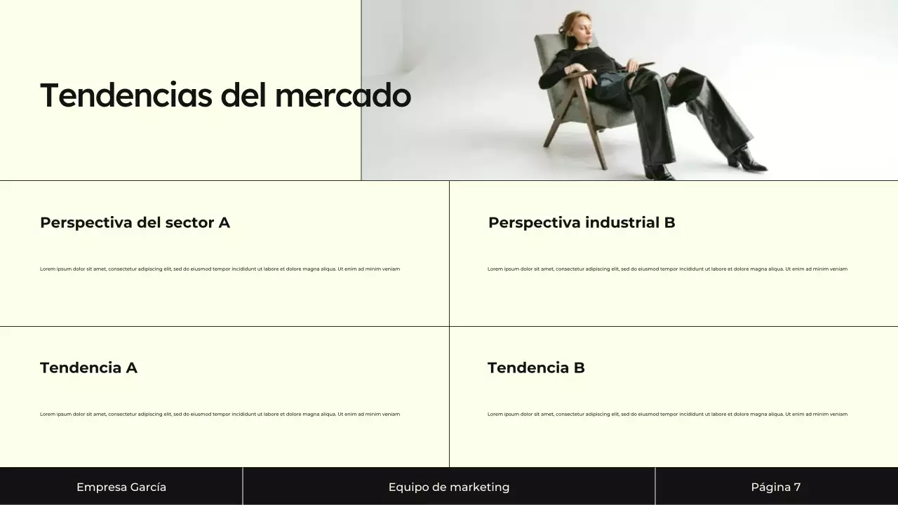 Presentación de la estrategia de marketing de contenidos en crema y negro