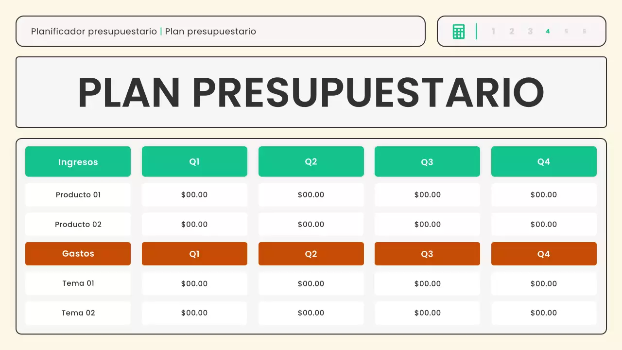 Planificador financiero moderno beige
