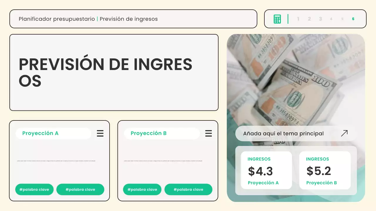 Planificador financiero moderno beige