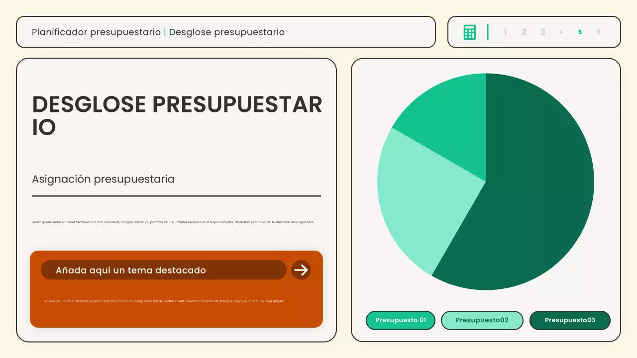 Planificador financiero moderno beige