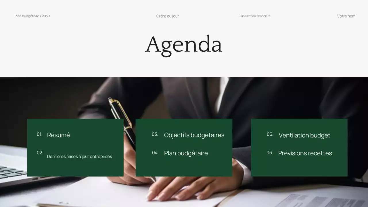 Planificateur de budget d'entreprise professionnel et minimaliste