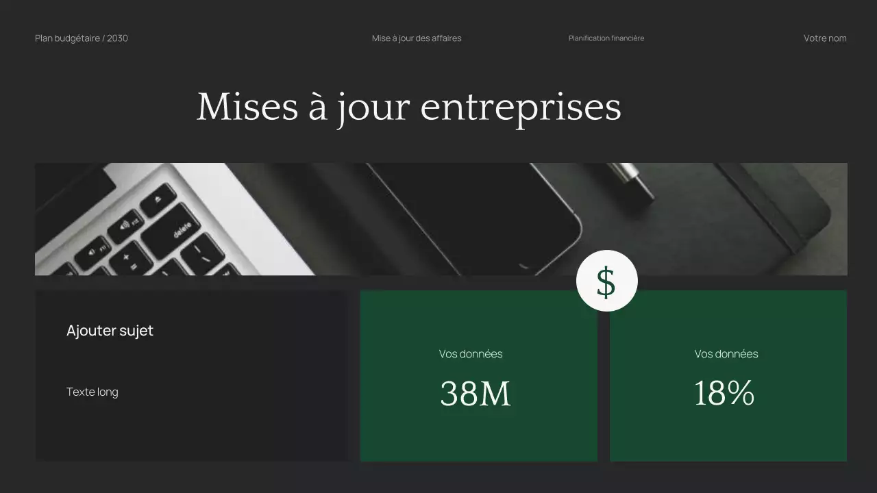 Planificateur de budget d'entreprise professionnel et minimaliste