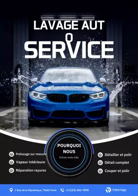 Publicité pour le service de lavage de voiture professionnel Blue