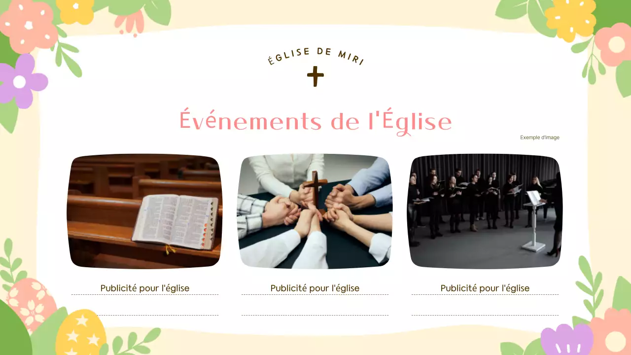 Un joli guide de service de Pâques en jaune et rose