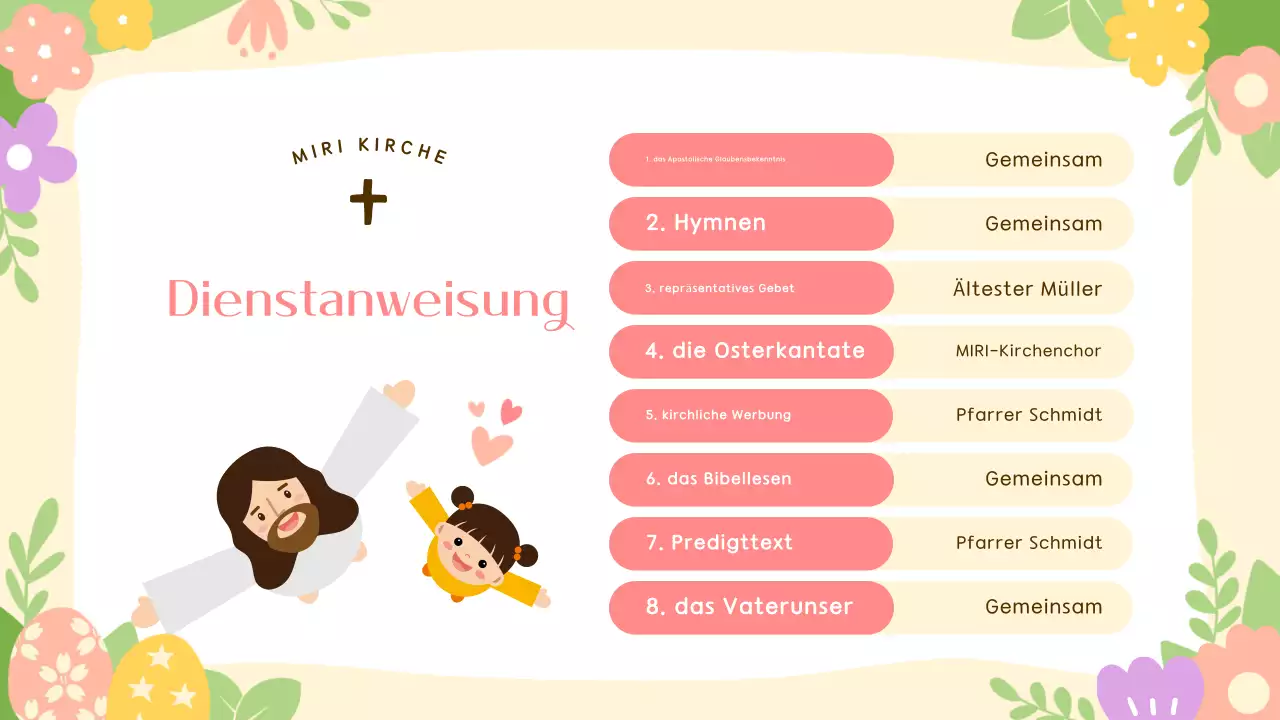 Ein süßer Leitfaden für den Ostergottesdienst in Gelb und Rosa
