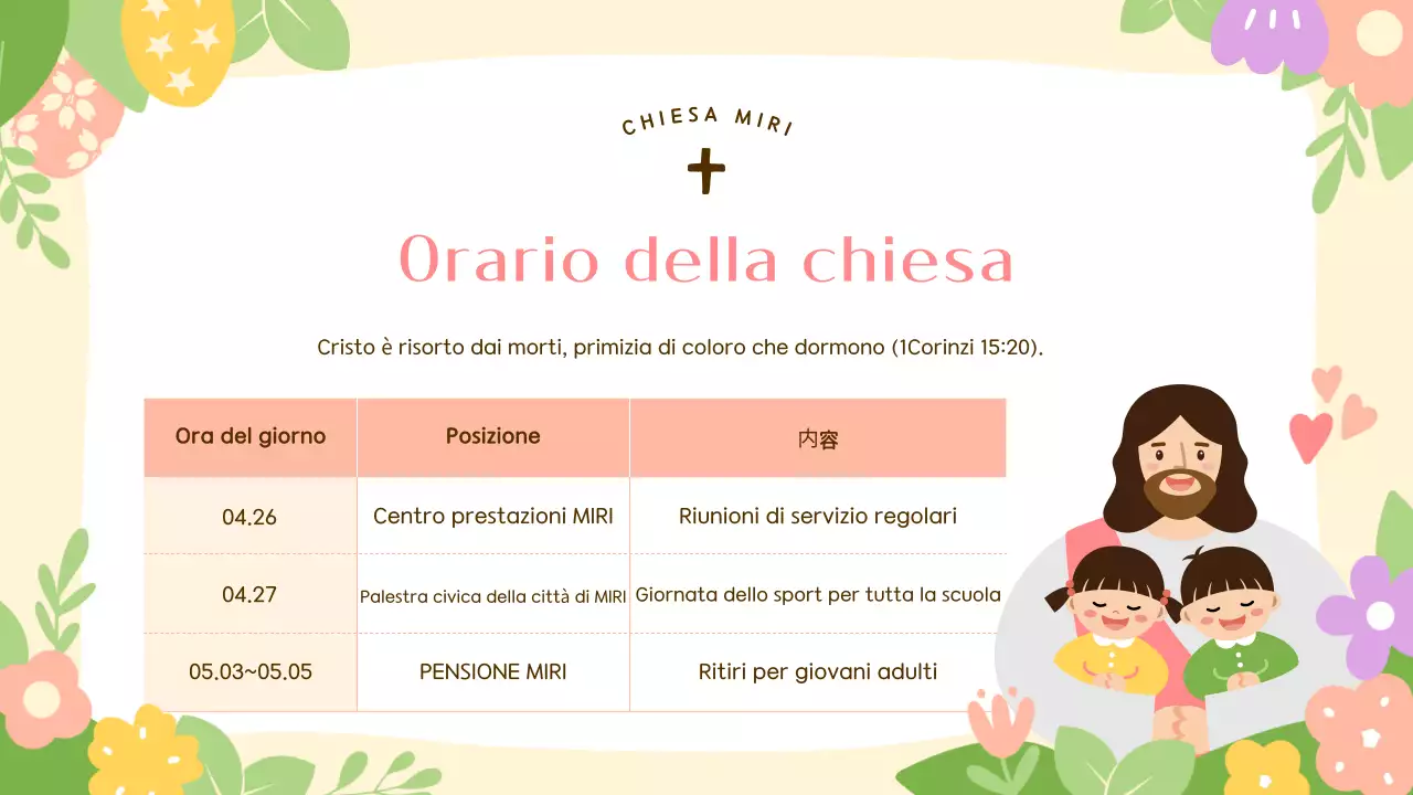 Una simpatica guida al servizio pasquale in giallo e rosa