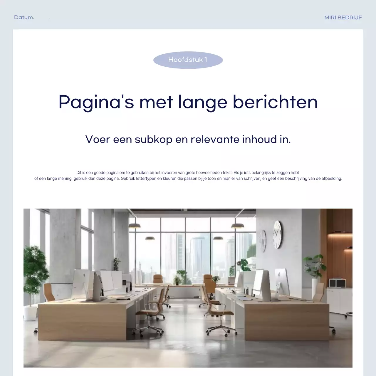 Eenvoudige zakelijke post in blauw