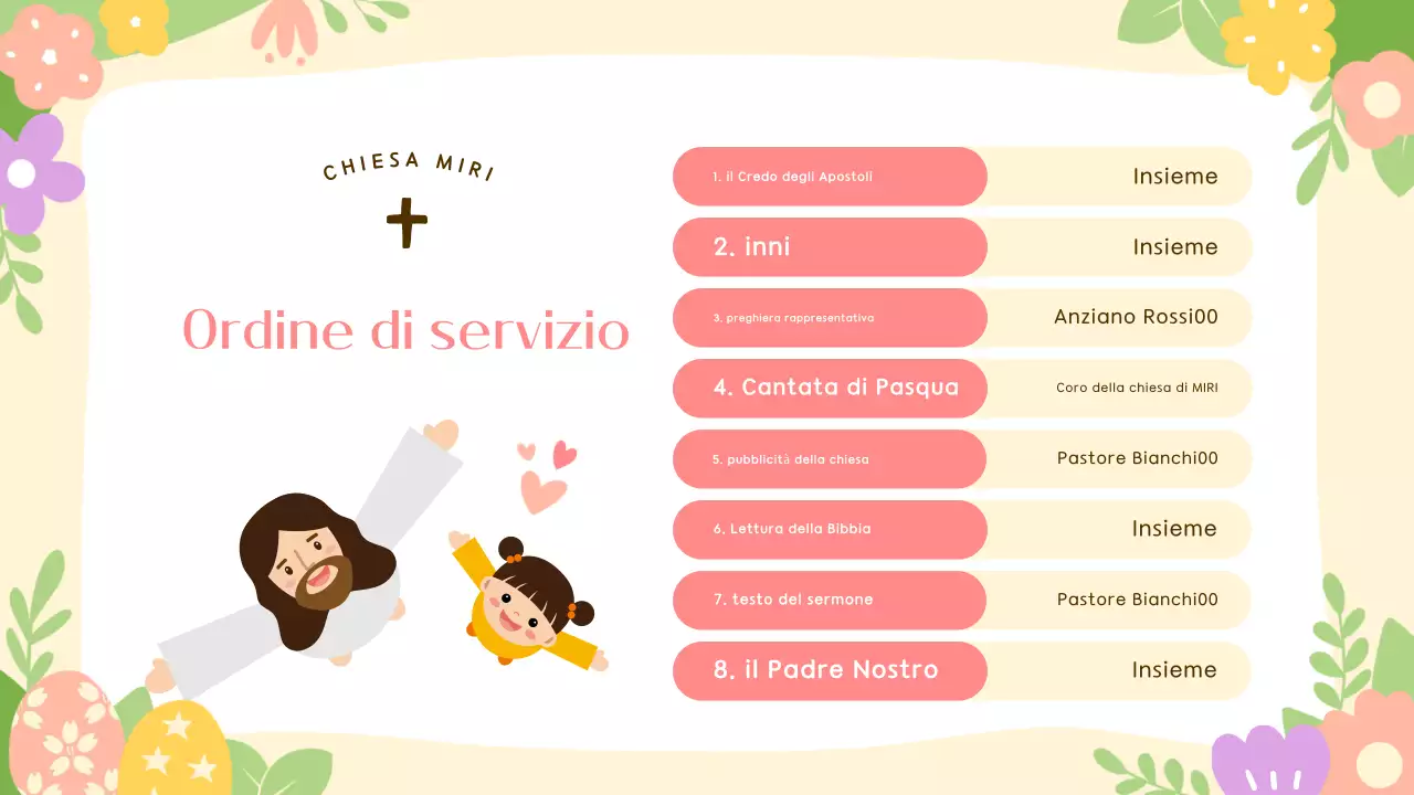 Una simpatica guida al servizio pasquale in giallo e rosa