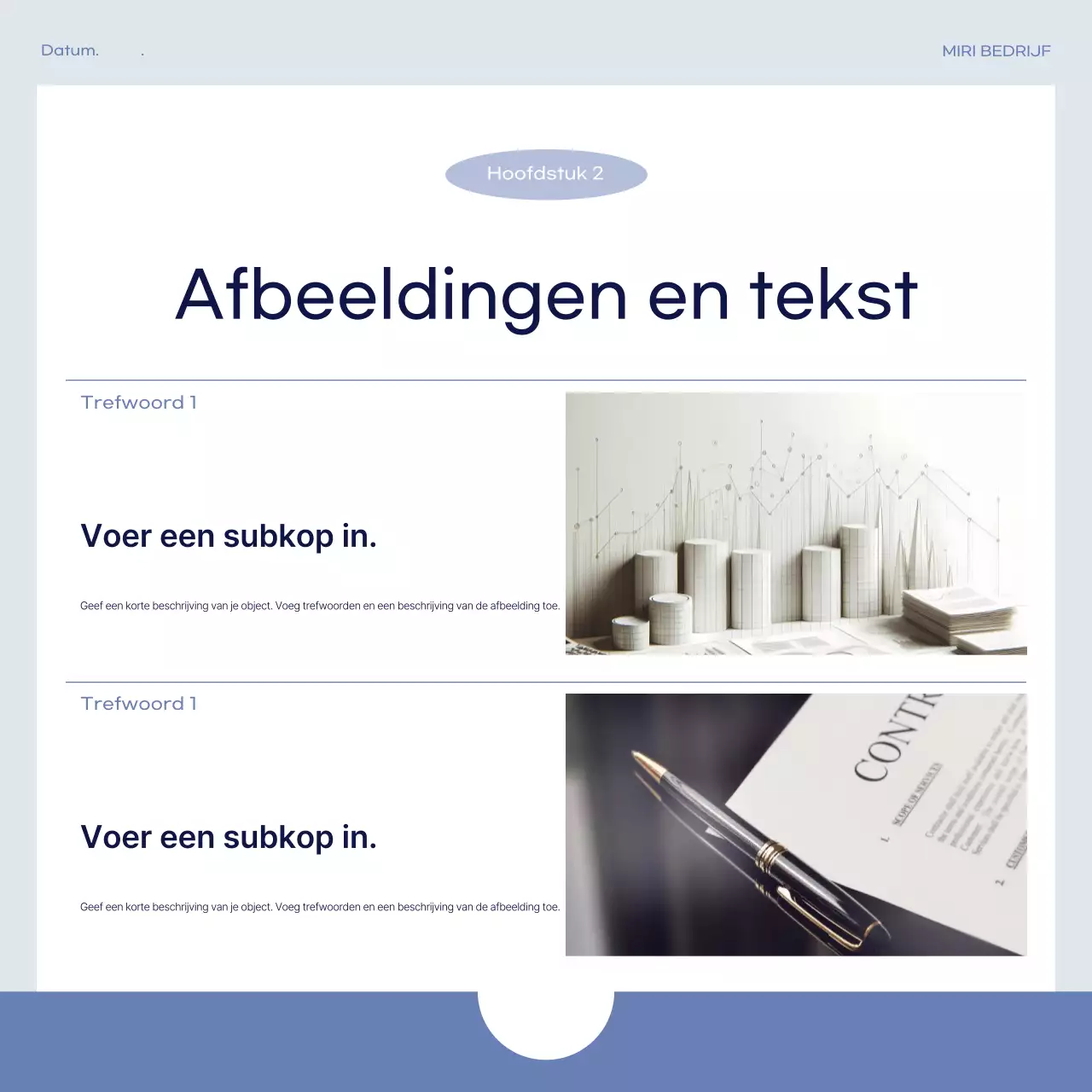 Eenvoudige zakelijke post in blauw